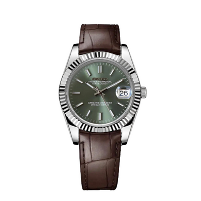 Seikojust Olive Dial Leather