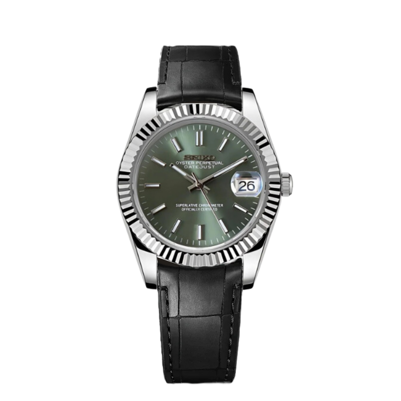 Seikojust Olive Dial Leather